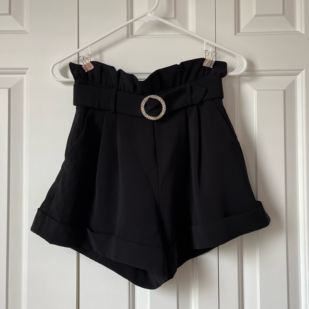 J.ING Black Belted High Waisted Shorts